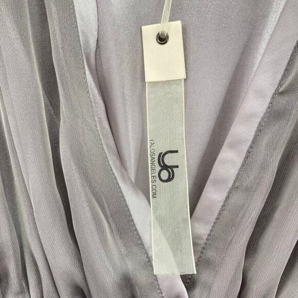 Ya Los Angeles Fit Flare Dress Size Small Gray V Neck Braided Belt Chiffon New - Picture 6 of 10